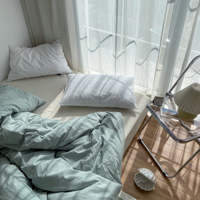 91家纺网 家纺一手货源 找家纺 安莱生活 2021新款全棉水洗棉单被套 青柠