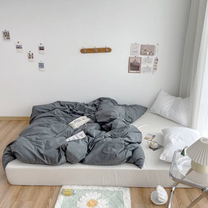 91家纺网 家纺一手货源 找家纺 安莱生活 2021新款全棉水洗棉单被套 深灰