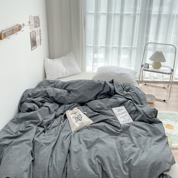 91家纺网 家纺一手货源 找家纺 安莱生活 2021新款全棉水洗棉单被套 深灰