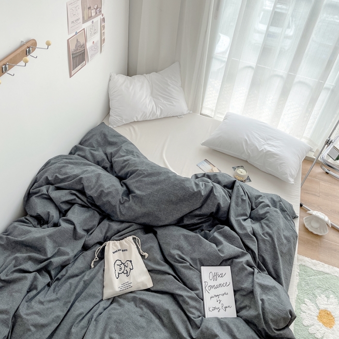 91家纺网 家纺一手货源 找家纺 安莱生活 2021新款全棉水洗棉单被套 深灰