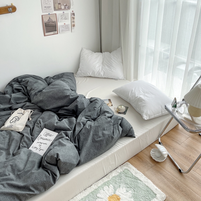 91家纺网 家纺一手货源 找家纺 安莱生活 2021新款全棉水洗棉单被套 深灰