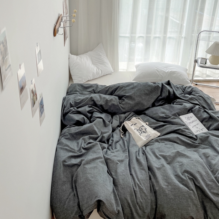 91家纺网 家纺一手货源 找家纺 安莱生活 2021新款全棉水洗棉单被套 深灰