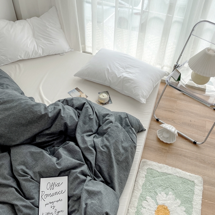 91家纺网 家纺一手货源 找家纺 安莱生活 2021新款全棉水洗棉单被套 深灰