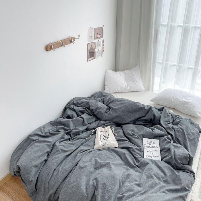 91家纺网 家纺一手货源 找家纺 安莱生活 2021新款全棉水洗棉单被套 深灰