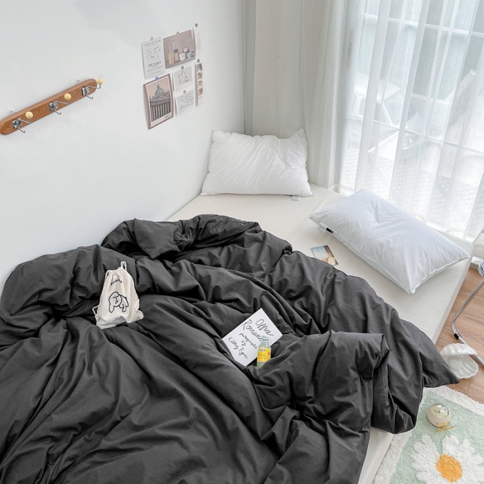 91家纺网 家纺一手货源 找家纺 安莱生活 2021新款全棉水洗棉单被套 铁灰