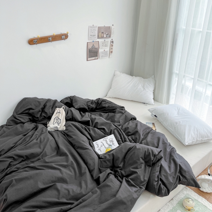 91家纺网 家纺一手货源 找家纺 安莱生活 2021新款全棉水洗棉单被套 铁灰