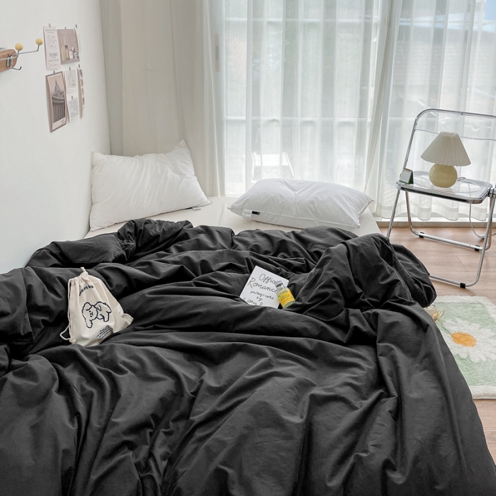 91家纺网 家纺一手货源 找家纺 安莱生活 2021新款全棉水洗棉单被套 铁灰