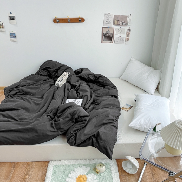 91家纺网 家纺一手货源 找家纺 安莱生活 2021新款全棉水洗棉单被套 铁灰