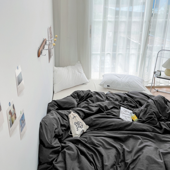 91家纺网 家纺一手货源 找家纺 安莱生活 2021新款全棉水洗棉单被套 铁灰