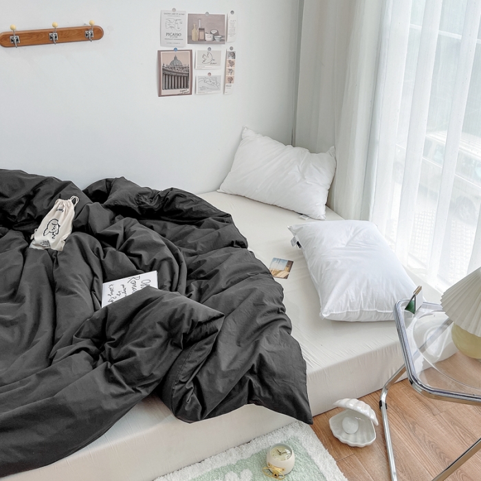 91家纺网 家纺一手货源 找家纺 安莱生活 2021新款全棉水洗棉单被套 铁灰