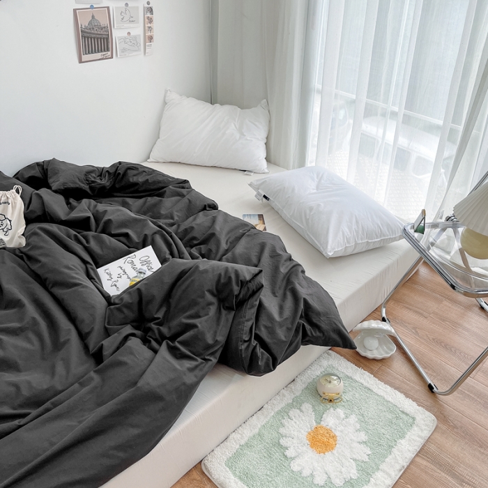 91家纺网 家纺一手货源 找家纺 安莱生活 2021新款全棉水洗棉单被套 铁灰