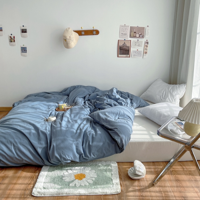 91家纺网 家纺一手货源 找家纺 安莱生活 2021新款全棉水洗棉单被套 雾蓝