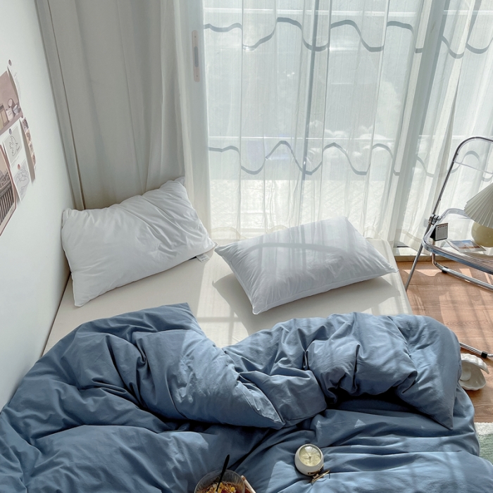 91家纺网 家纺一手货源 找家纺 安莱生活 2021新款全棉水洗棉单被套 雾蓝