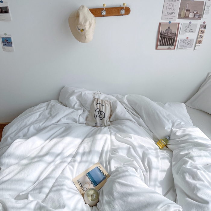 91家纺网 家纺一手货源 找家纺 安莱生活 2021新款全棉水洗棉单被套 盐白