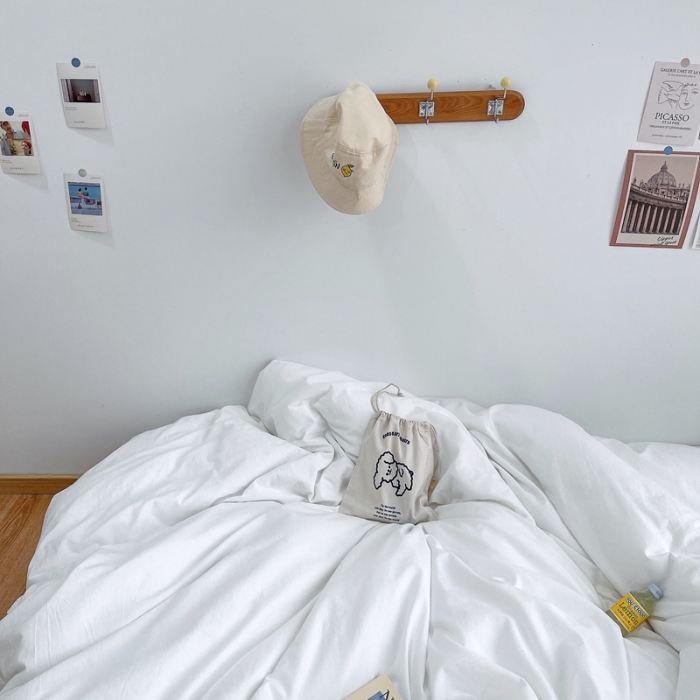 91家纺网 家纺一手货源 找家纺 安莱生活 2021新款全棉水洗棉单被套 盐白