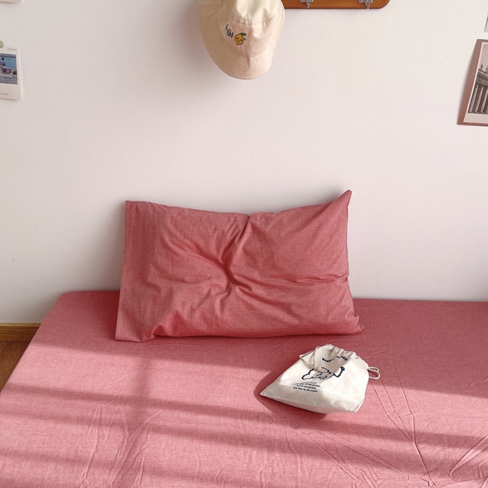 91家纺网 家纺一手货源 找家纺 安莱生活 2021新款全棉水洗棉枕套 大红