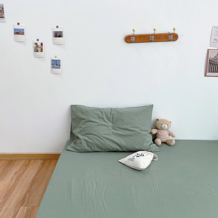 91家纺网 家纺一手货源 找家纺 安莱生活 2021新款全棉水洗棉枕套  抹茶