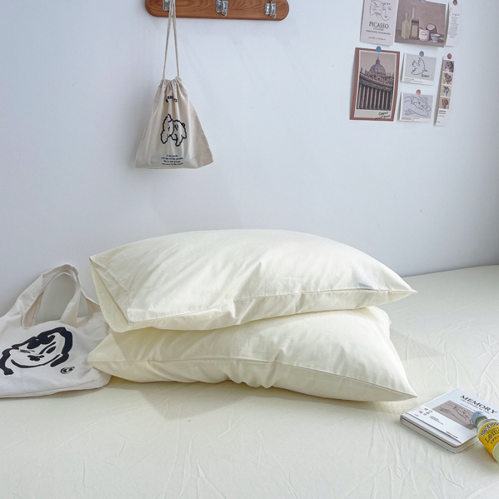 91家纺网 家纺一手货源 找家纺 安莱生活 2021新款全棉水洗棉枕套 奶黄