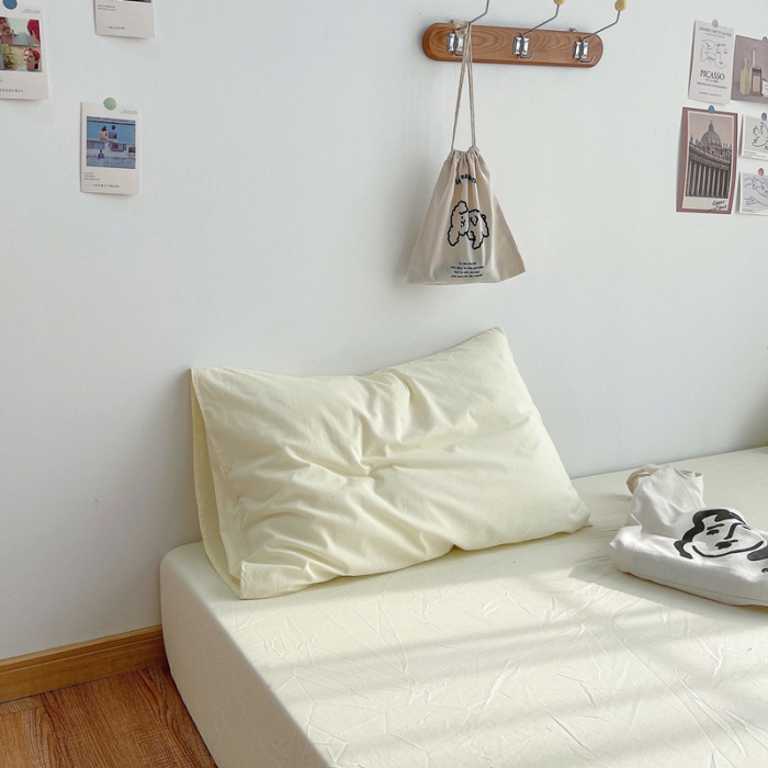 91家纺网 家纺一手货源 找家纺 安莱生活 2021新款全棉水洗棉枕套 奶黄