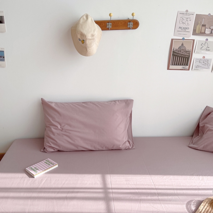 91家纺网 家纺一手货源 找家纺 安莱生活 2021新款全棉水洗棉枕套 藕粉