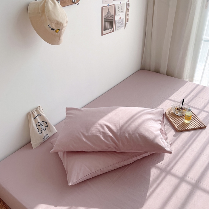 91家纺网 家纺一手货源 找家纺 安莱生活 2021新款全棉水洗棉枕套 藕粉