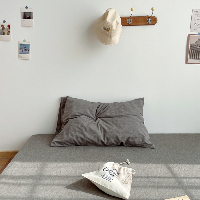 91家纺网 家纺一手货源 找家纺 安莱生活 2021新款全棉水洗棉枕套 浅灰