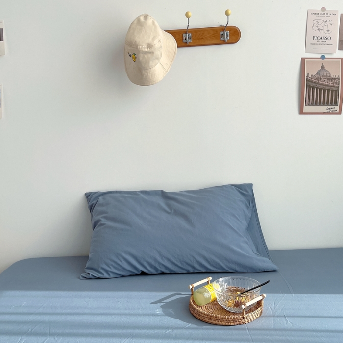 91家纺网 家纺一手货源 找家纺 安莱生活 2021新款全棉水洗棉枕套 雾蓝