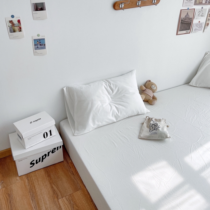 91家纺网 家纺一手货源 找家纺 安莱生活 2021新款全棉水洗棉枕套 盐白