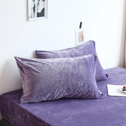 安莱生活 2022新款天鹅绒水晶绒枕套一对 淡紫色