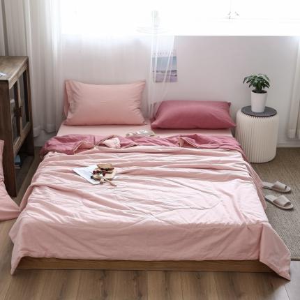 91家纺网 家纺一手货源 找家纺 （总）安莱生活 2021新款全棉水洗棉双拼纯色夏被