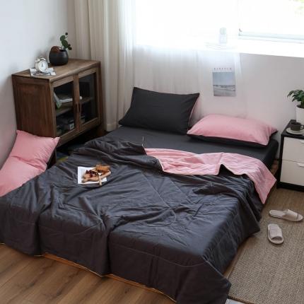 91家纺网 家纺一手货源 找家纺 （总）安莱生活 2021新款全棉水洗棉双拼纯色夏被