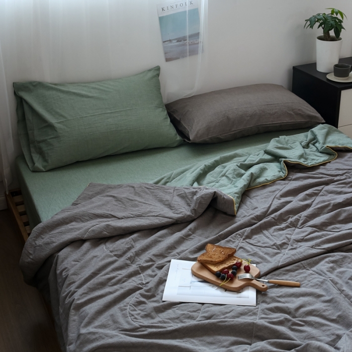 91家纺网 家纺一手货源 找家纺 （总）安莱生活 2021新款全棉水洗棉双拼纯色夏被