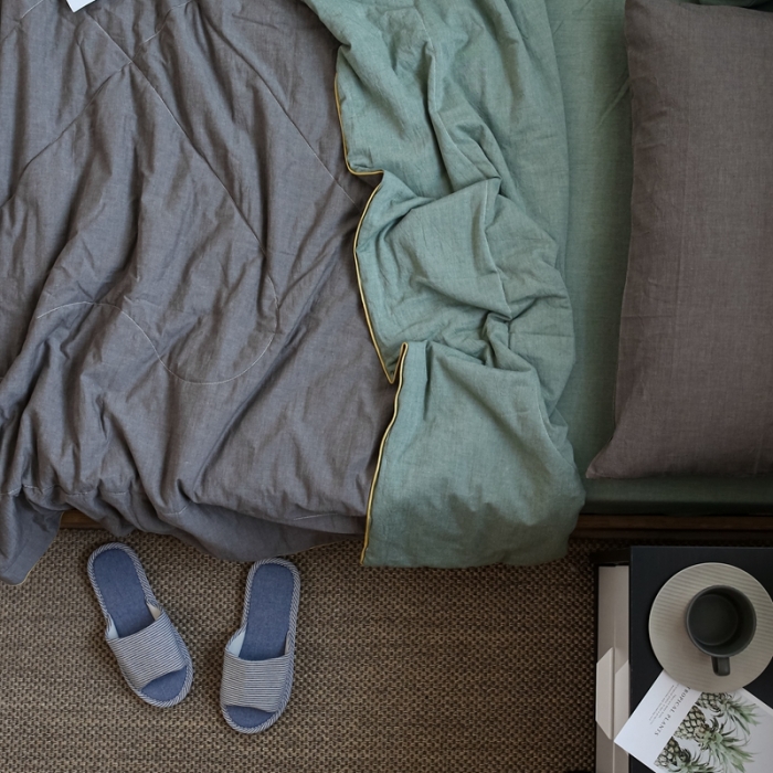 91家纺网 家纺一手货源 找家纺 （总）安莱生活 2021新款全棉水洗棉双拼纯色夏被