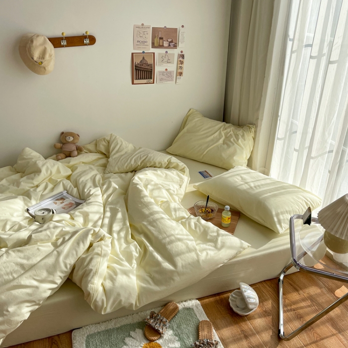 91家纺网 家纺一手货源 找家纺 （总）安莱生活 2021新款芝士纯色/双拼四件套