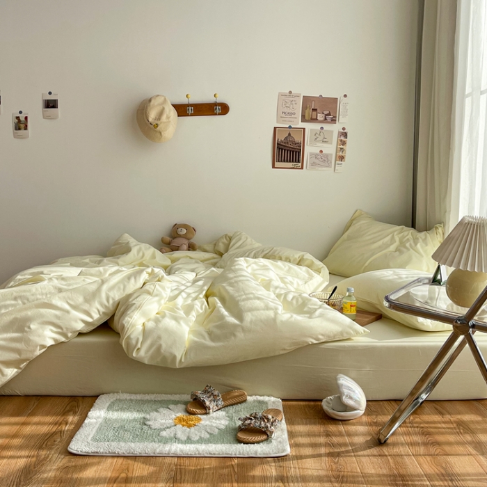 91家纺网 家纺一手货源 找家纺 安莱生活 2021新款芝士纯色/双拼四件套 芝士黄纯色