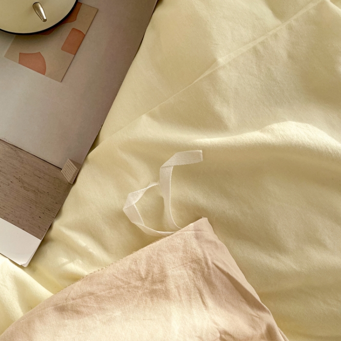 91家纺网 家纺一手货源 找家纺 安莱生活 2021新款芝士纯色/双拼四件套 芝士双拼米白