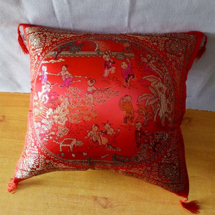 91家纺网 家纺一手货源 找家纺 （总）新款婚庆抱枕大红色抱枕赠品绸缎抱枕套新婚抱枕一件代发