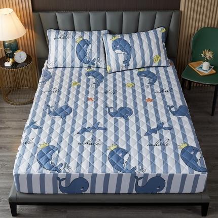 91家纺网 家纺一手货源 找家纺 花言狐语 2025新款水洗棉防水隔尿夹棉床笠欢乐小海豚