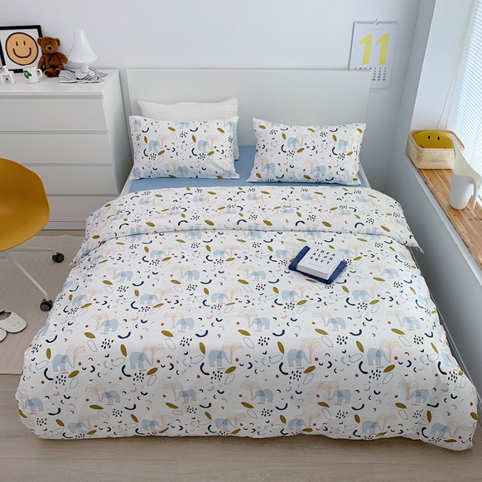 91家纺网 家纺一手货源 找家纺 尺素 全棉40支喷气13372韩国ins设计师四件套 涂鸦