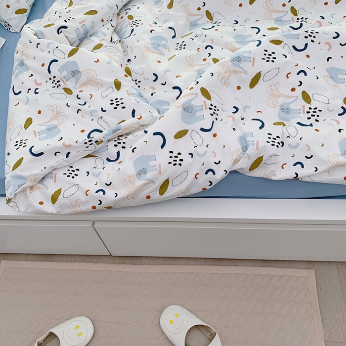 91家纺网 家纺一手货源 找家纺 尺素 全棉40支喷气13372韩国ins设计师四件套 涂鸦