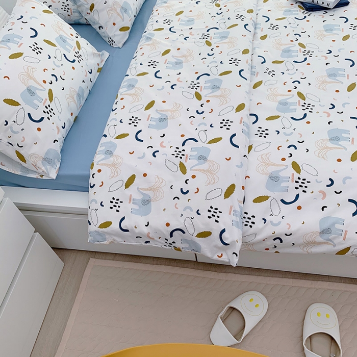 91家纺网 家纺一手货源 找家纺 尺素 全棉40支喷气13372韩国ins设计师四件套 涂鸦