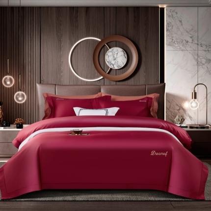 91家纺网 家纺一手货源 找家纺 （总）玖玖爱2021新款100支纯色埋绳刺绣贡缎长绒棉四件套