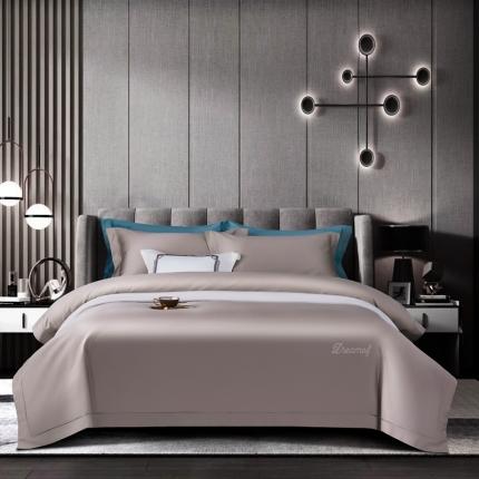 91家纺网 家纺一手货源 找家纺 （总）玖玖爱2021新款100支纯色埋绳刺绣贡缎长绒棉四件套