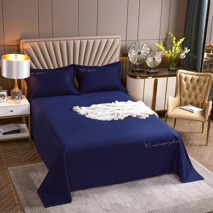 91家纺网 家纺一手货源 找家纺 鼎飞家纺 2021新款全棉磨毛单品床单 深海蓝