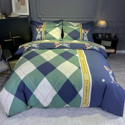 91家纺网 家纺一手货源 找家纺 （总）金爱家 2021新款大版磨毛条格简约四件套