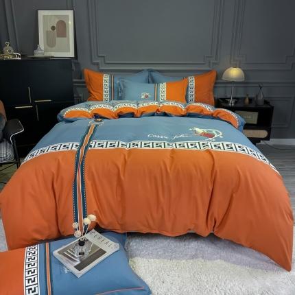 91家纺网 家纺一手货源 找家纺 （总）金爱家 2021新款大版磨毛条格简约四件套