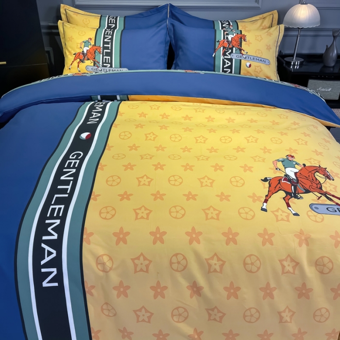 91家纺网 家纺一手货源 找家纺 金爱家 2021新款大版磨毛条格简约四件套爵士