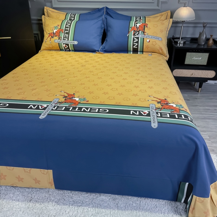 91家纺网 家纺一手货源 找家纺 金爱家 2021新款大版磨毛条格简约四件套爵士