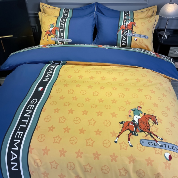 91家纺网 家纺一手货源 找家纺 金爱家 2021新款大版磨毛条格简约四件套爵士