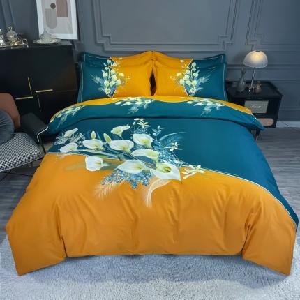 91家纺网 家纺一手货源 找家纺 （总）金爱家 2021新款大版磨毛花卉系列四件套